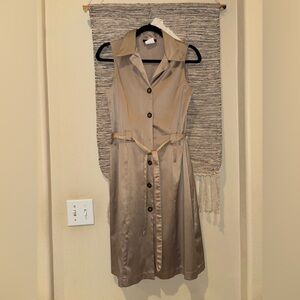 Vintage Elegant Tan Sleeveless Dress